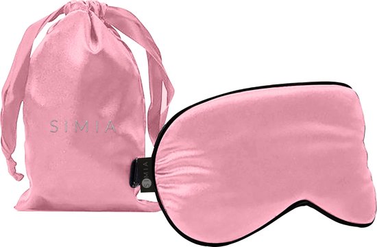 SIMIA™ Premium Zijden Slaapmasker + Opbergzakje - 100% Verduisterend Oogmasker - Verstelbaar - Blinddoek - Zijdezacht - Anti-Rimpel - Cadeau Tip - Roze