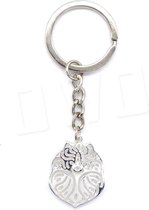 OWO - pomeranian Pomeriaan Pom dwergkees dwerg kees sleutelhanger met ring keyring -zilver