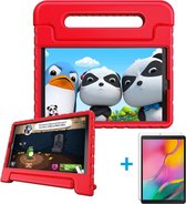 Case2go - Hoes geschikt voor Samsung Galaxy Tab A 10.1 (2019) - Schokbestendige case met handvat + Screenprotector - Rood