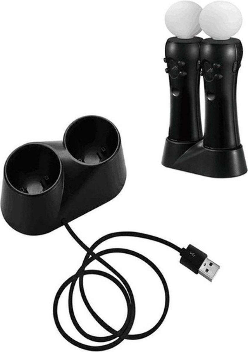 S&C - Dual PS Move Controller Dock Charger Oplaad Station - Voor Playstation 3/4 PS4/PS4 VR/PSVR USB Dubbel Docking Op Laadkabel - Laadstation
