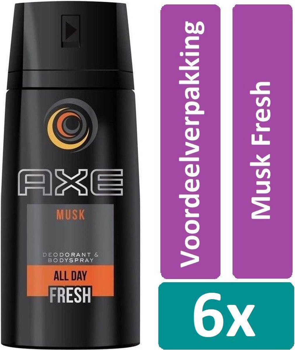 Axe Deodorant Spray 150 ml Musk Fresh 6 stuks Voordeelverpakking bol