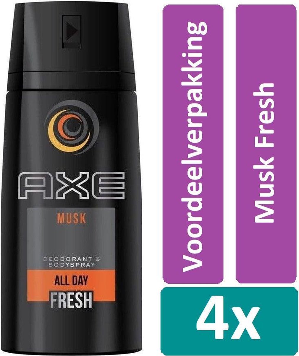Goedkoopste Axe Deodorant Spray 150 ml Musk Fresh 4 stuks Voordeelverpakking