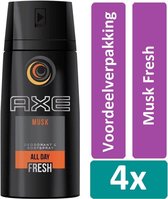 Axe Deodorant Spray 150 ml Musk Fresh 4 stuks Voordeelverpakking