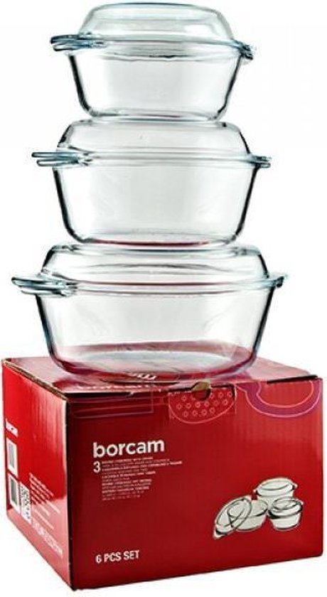 Borcam Ronde Ovenschalen- Met deksel - Set van 3