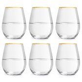 Libbey Waterglas Atlin - 350 ml / 35 cl - Set van 6 - Ideaal voor het kerstdiner - Gouden rand - Klassiek - Feestelijk