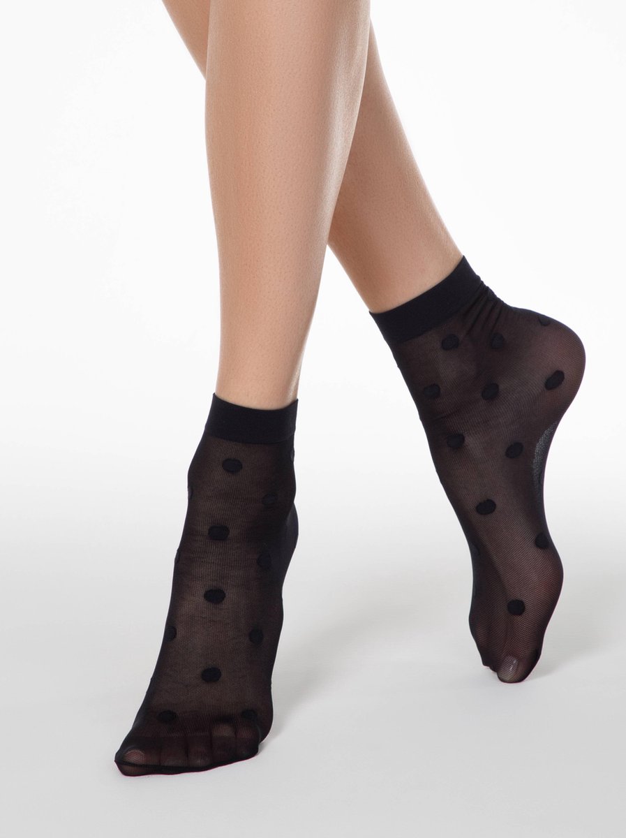 Pantysokken gestipt patroon, 2+1 gratis (doorschijnend 20-den), zwart, one size 23-25