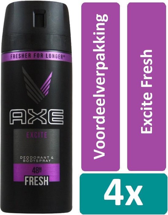 Axe Deodorant Spray 150 ml Excite Fresh 4 stuks Voordeelverpakking