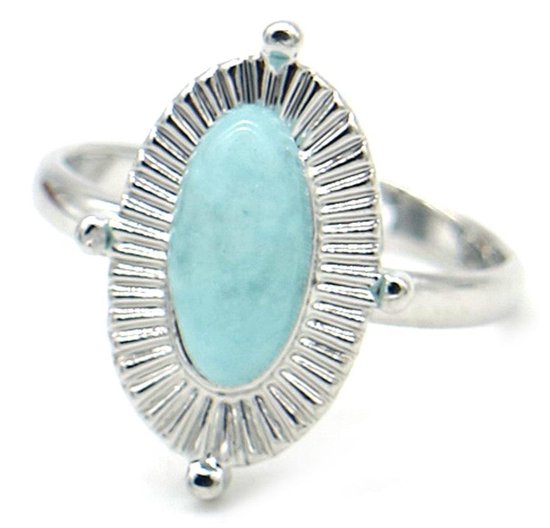 warm Voel me slecht Zich voorstellen Ring met Blauwe Steen - Metaal - One Size - Zilverkleurig | bol.com