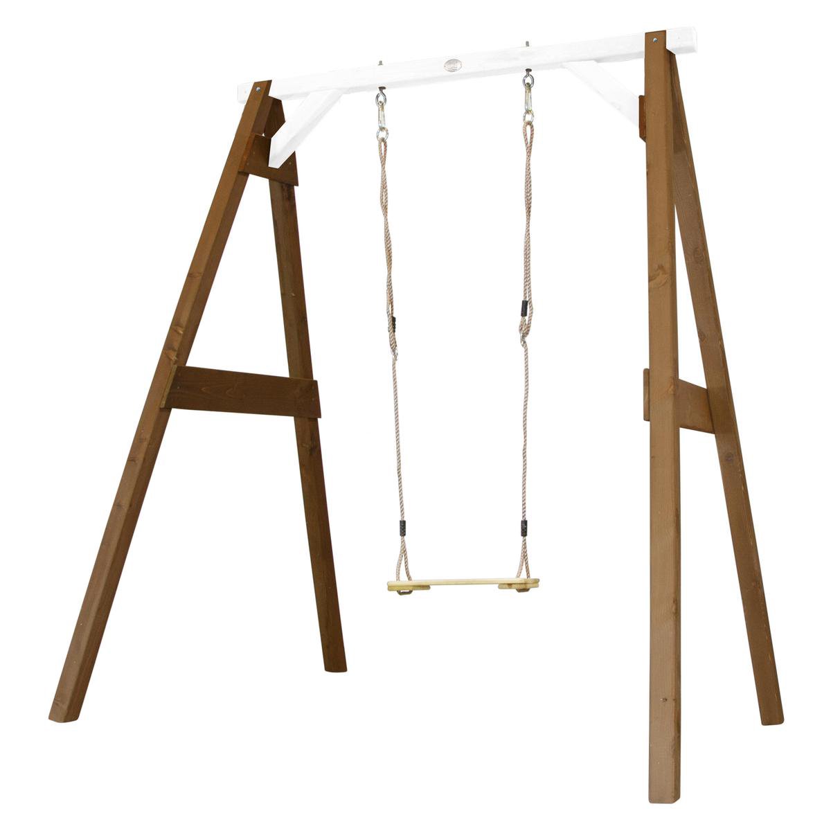 AXI Enkele Houten Schommel in Bruin/Wit - FSC hout - Vrijstaande schommelset voor kinderen met houten schommelzitje - Schommelset voor kinderen - 10 jaar Garantie! — afbeelding 2