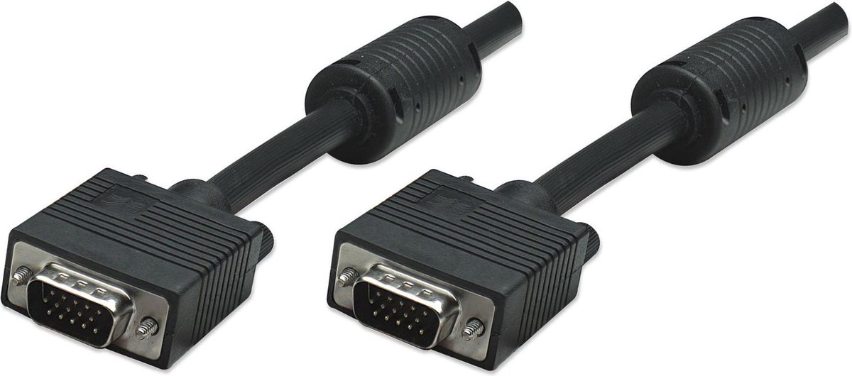 Manhattan 372183 VGA-kabel – 15-polig – 15.00 m – Zwart – Schroefbaar