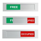 Schuifbordje kantoor free occupied XL - 170 mm x 42 mm x 4 mm - Bevestiging 3M tape - Met 4 mm dikte geen blok op je deur - Met aluminium schuif -Promessa-Design.