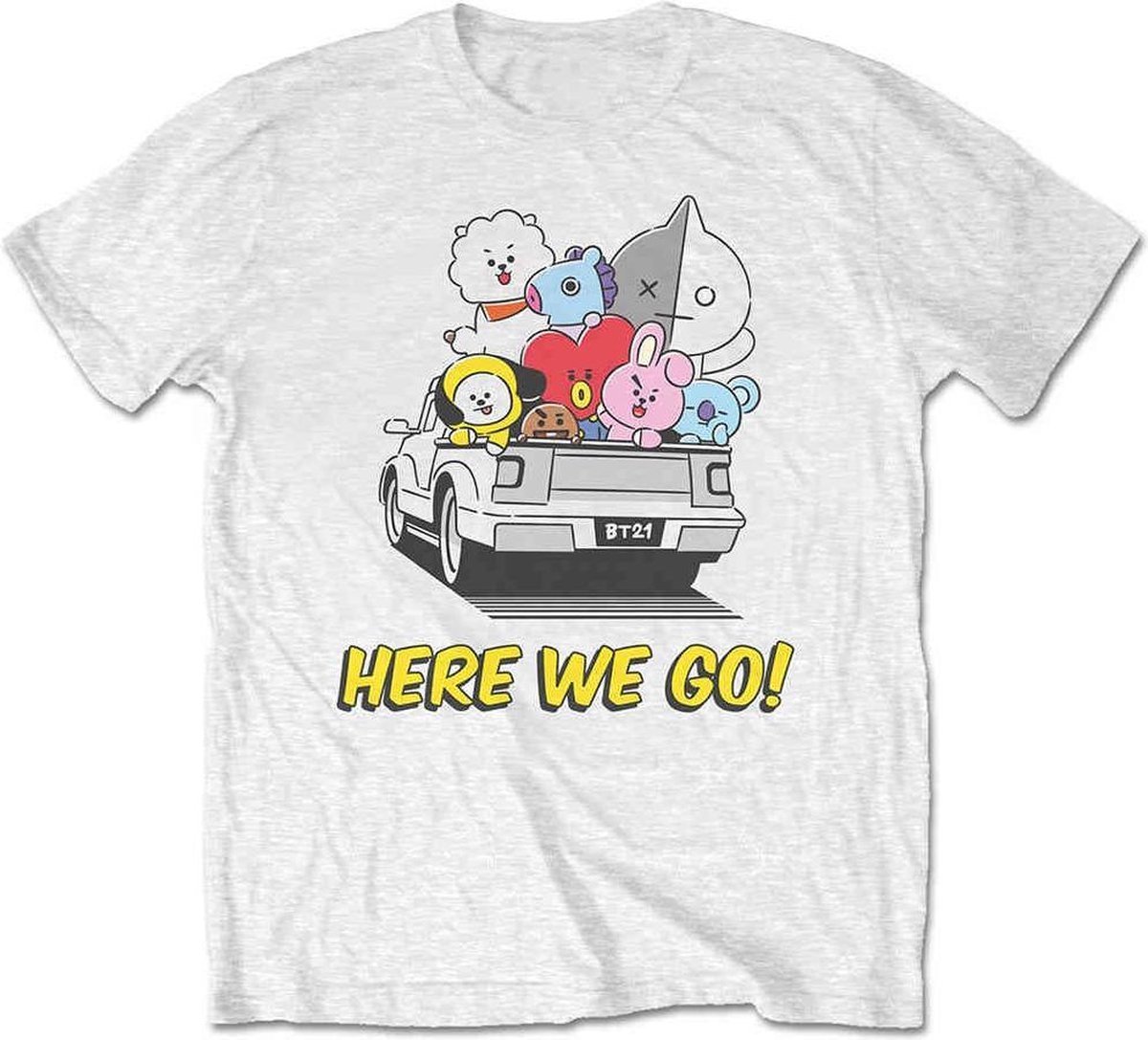 Afbeelding van product BT21 Heren Tshirt -M- Here We Go Wit  - maat M