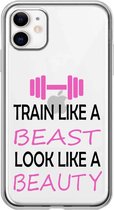 Apple Iphone 11 transparant siliconen fitness hoesje - Train like a beast