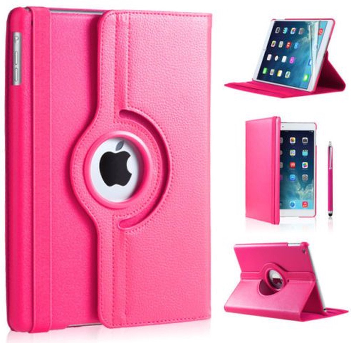 iPad Air 2019 hoes 360 graden roze leer