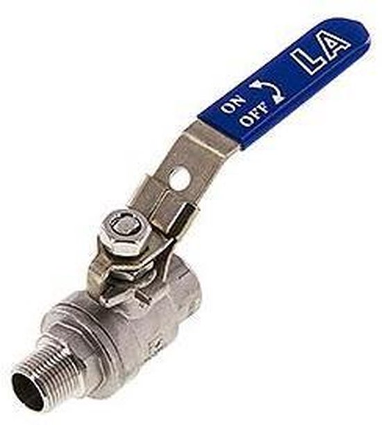 Buiten x Binnendraad R/Rp 3/8 inch PN 63 2-Weg RVS Kogelkraan - BL2SH-M