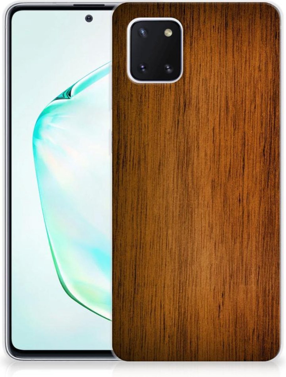 Samsung Galaxy Note 10 Lite Bumper Hoesje Donker Hout