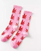 Wietsokken - Cannabissokken - Wiet - Cannabis - roze-rood - Unisex sokken - Maat 36-40