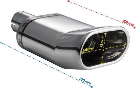 Ulter Sport Uitlaatsierstuk - Rond 90mm Schuin - Lengte 180mm