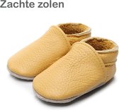 Leren Baby Slofjes - Okergeel - 12 tot 18 Maanden - Leer - Babyschoenen - Jongen - Meisje - Kraamkado - Babyshower - Geel