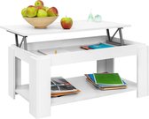 MuCasa® Witte Salontafel | In hoogte verstelbare salontafel met geïntegreerd tijdschriftenrek | Tafel modern duurzaam | Afmetingen 100 x 50 x 55 cm