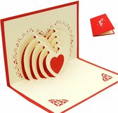 Valentijnskaart Hart Wit - Pop-up kaart - 3D Kaart - I Love You Kaart - Huwelijk