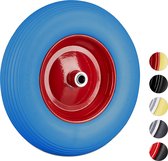 Relaxdays kruiwagenwiel 4.80 4.00-8 - reservewiel - rubberband - steekwagenwiel bolderkar - Blauw-rood