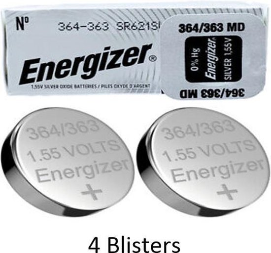 4 stuks (4 blisters a 1 stuk) Energizer 363/364 Zilver-oxide batterij  knoopcel (S) 1,55 V | bol.com