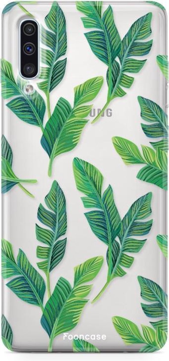 Samsung Galaxy A70 hoesje TPU Soft Case - Back Cover - Banana leaves / Bananen bladeren