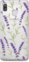 Samsung Galaxy A40 hoesje TPU Soft Case - Back Cover - Purple Flower / Paarse bloemen