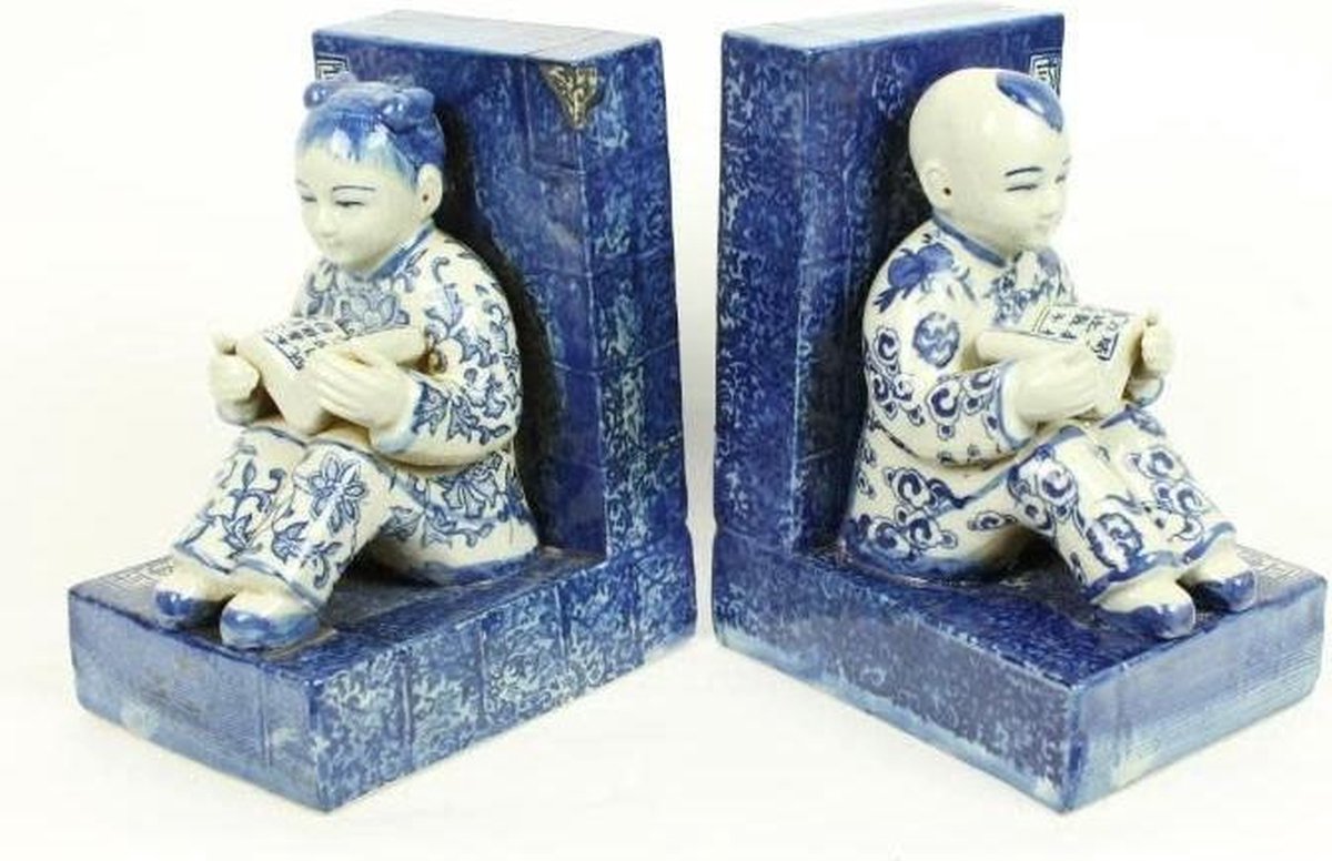 Fine Asianliving Chinese Boekensteun Porselein Kinderen Set/2 BW