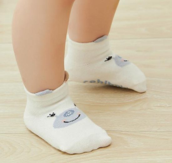 2 Paar fijne anti-slip sokken baby 0-12 maanden - Goede kwaliteit - Blauw  en wit -... | bol