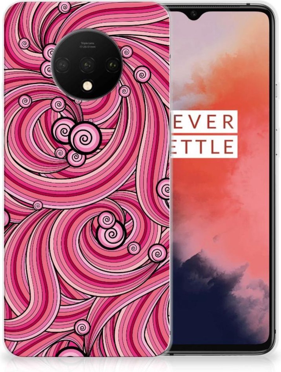 OnePlus 7T Hoesje maken Swirl Pink