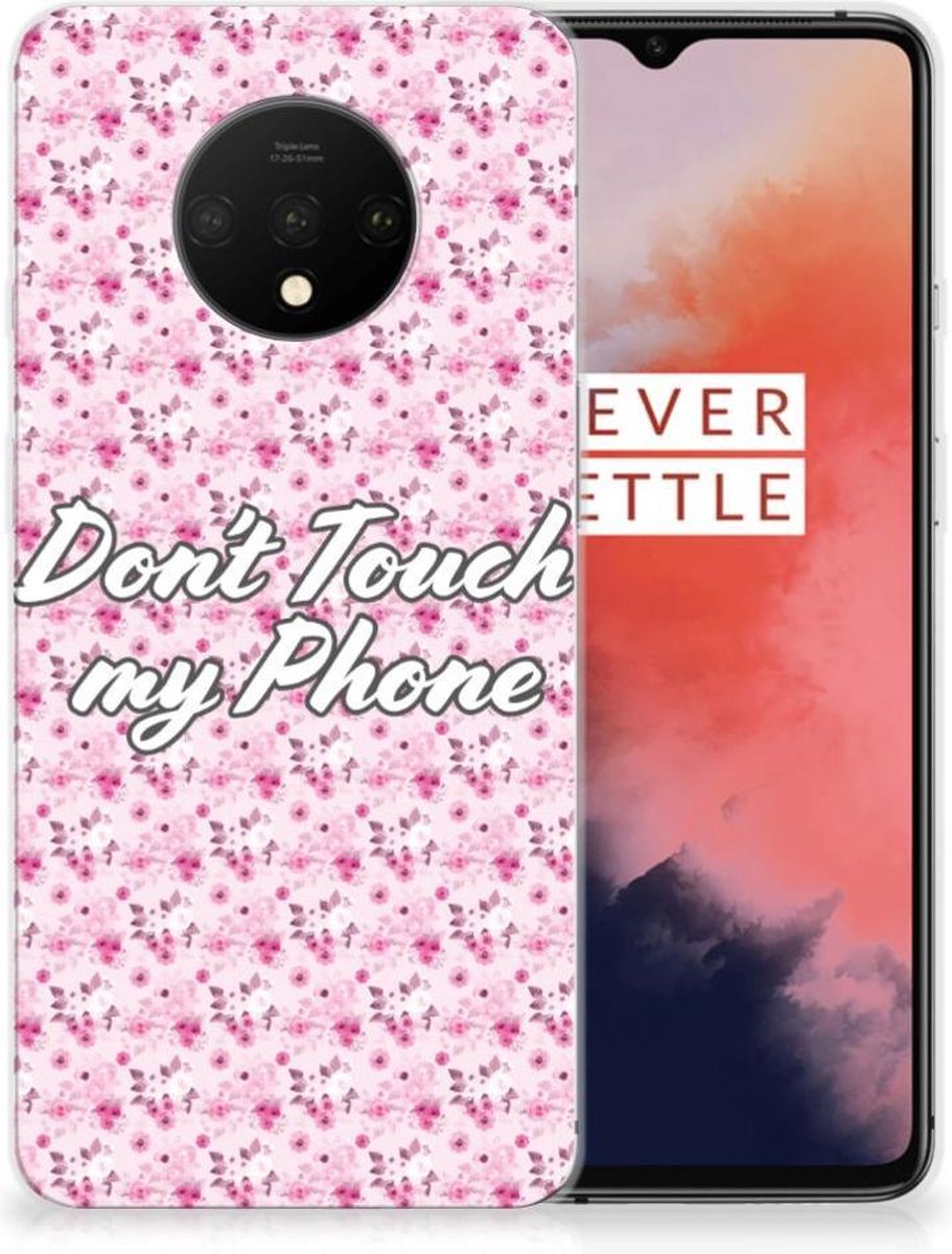 OnePlus 7T Silicone-hoesje Flowers Pink DTMP
