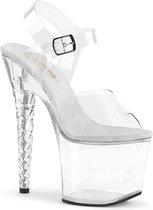 Pleaser Sandaal met enkelband, Paaldans schoenen -36 Shoes- UNICORN-708 Paaldans schoenen Transparant