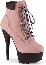 Pleaser Enkellaars -37 Shoes- DELIGHT-600TL-02 Roze/Bruin