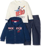 Disney Mickey Mouse - 3-delige outfit - Blauwe vest - Witte trui - Donkerblauwe jeans - 86 cm - 23 maanden