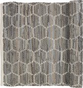 Broste Copenhagen rug 'patrik' leather/cotton - drizzle - w140xl200cm