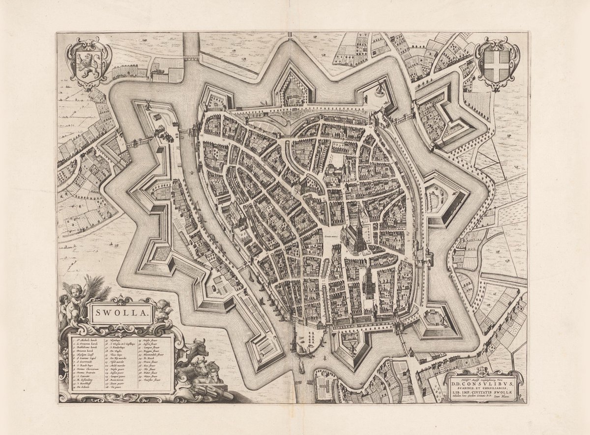 Poster Historische Kaart Zwolle Stadsplattegrond - 1652 - Large - Antieke... | bol.com