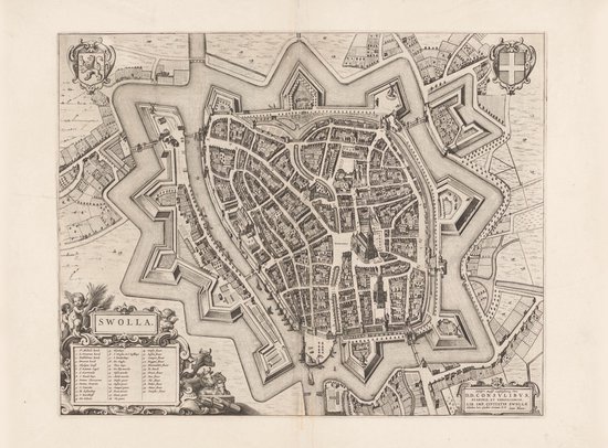 Poster In - Historische Oude Kaart Zwolle - 1652 - Large 50x70 - Antieke Plattegrond
