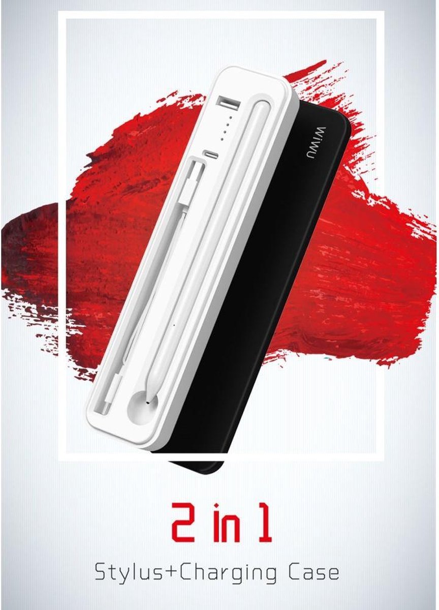 WiWU 2-in-1 Stylus Pen + Wireless Charging Case 3000mAh Batterij voor Apple iPad - Wit