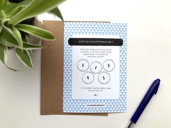 4x Speciaal voor jou - Oppasstrippenkaart voor 5 keer oppassen + craft envelop- Tegoedbon - Baby Kraamcadeau roze /blauw/groen en zwart/wit van MikoPixel — afbeelding 4