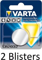 2 stuks (2 blisters a 1 st) Varta CR2032 Wegwerpbatterij Lithium