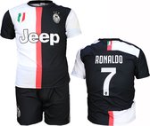 Juventus Replica Cristiano Ronaldo CR7 Thuis Tenue Voetbalshirt + Broek Set Seizoen 2019/2020 Zwart / Wit, Maat:  S