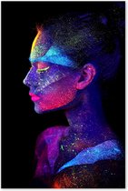 Graphic Message - Schilderij op Canvas - Vrouw Neon - Portret Schoonheid - Gezicht - Modern