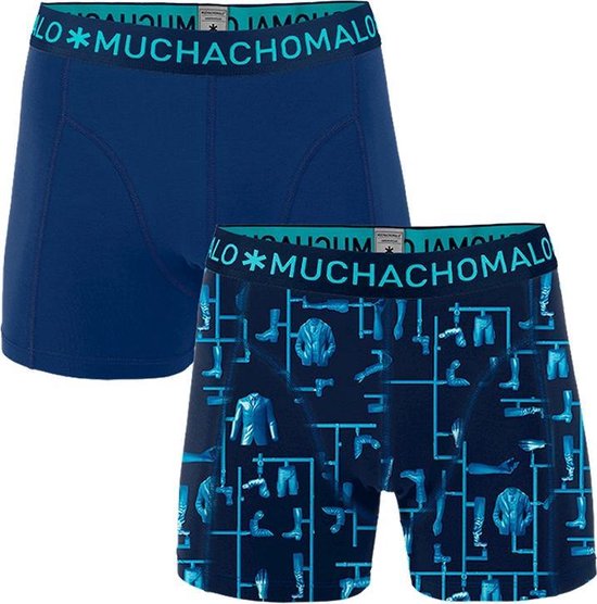 Muchachomalo - Heren 2-pack Boxershorts Kitt Print Blauw - XL