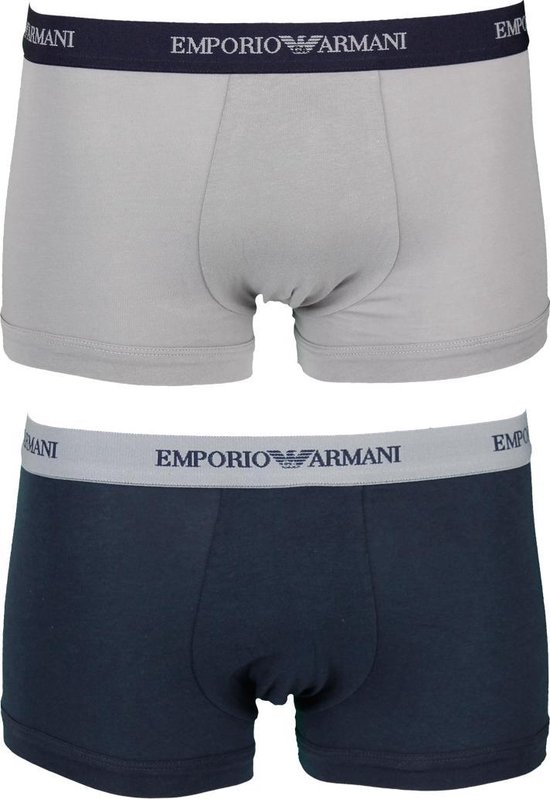 Emporio Armani Trunk Boxershorts (2-pack) - Sportonderbroek - Mannen - Maat S - Grijs/Donkerblauw