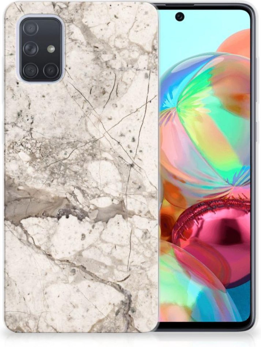 Samsung Galaxy A71 TPU Siliconen Hoesje Marmer Beige