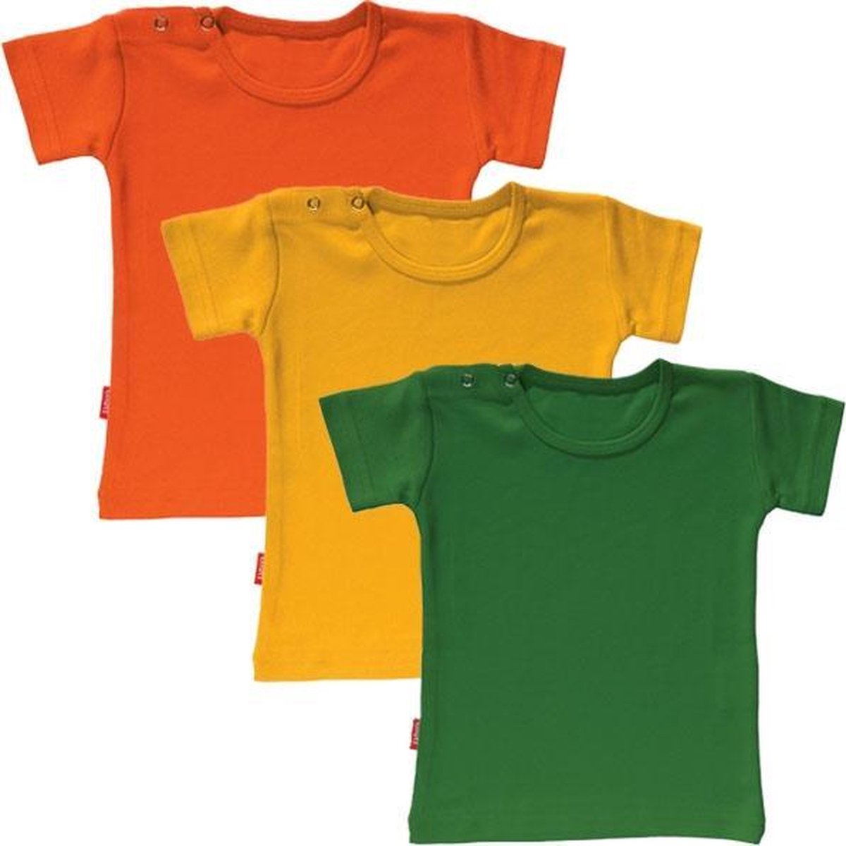 BNUTZ Set van 3 T-shirts met korte mouwen - 0-6 maand (Groen, Geel, Oranje)