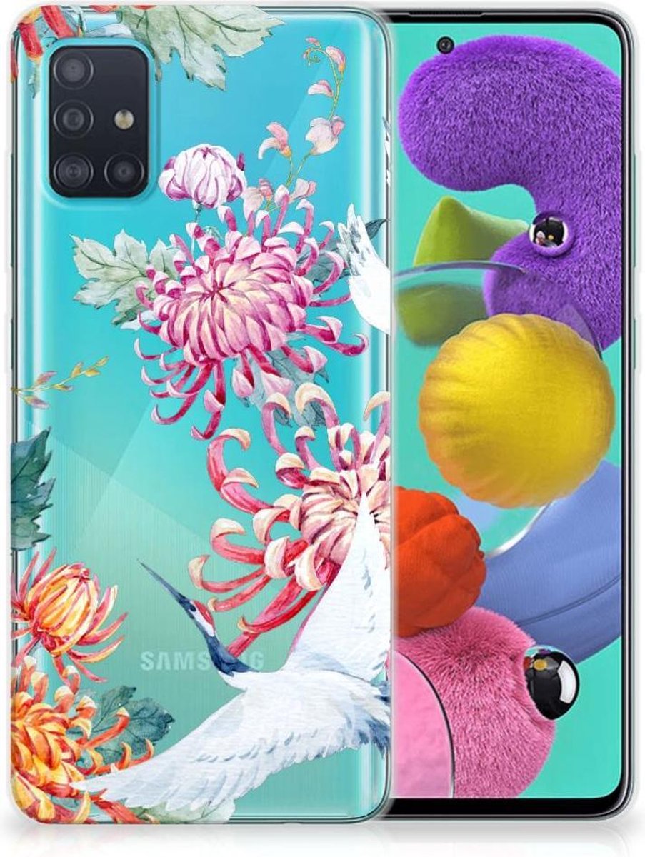 Samsung Galaxy A51 TPU Hoesje Bird Flowers