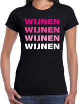 Wijnen wijnen wijnen wijnen t-shirt zwart voor dames S